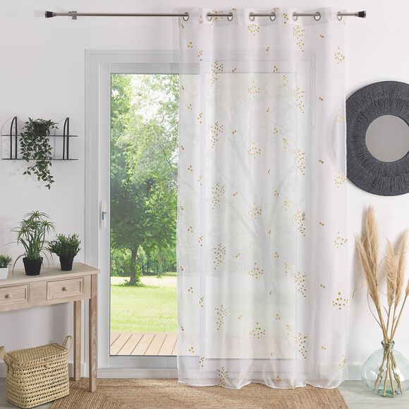 Voilage broderie mimosa (blanc / jaune)