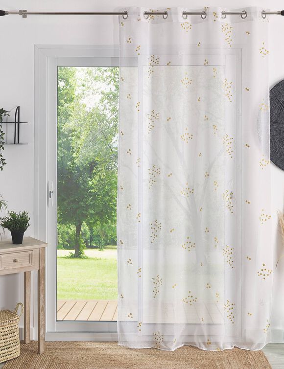 Voilage broderie mimosa (blanc / jaune)