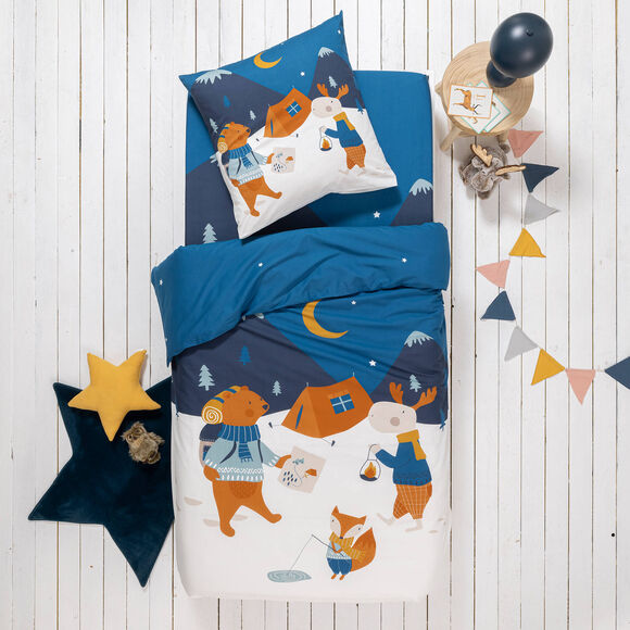 Linge de lit enfant imprimé Rando - coton  (blanc)