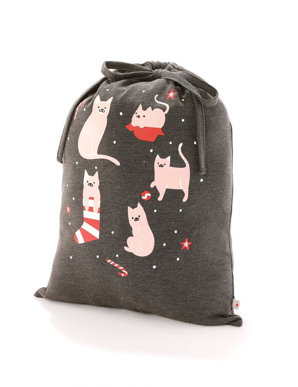 Pyjama met 'kat' print (chiné grijs / roze)