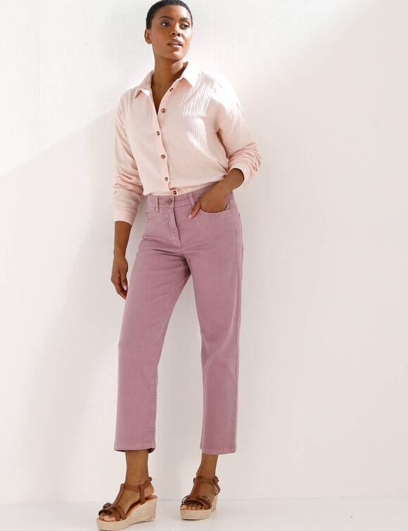 Pantacourt droit sculptant, renfort gainant (lilas)