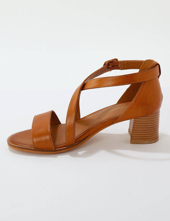 Leren sandalen met hak (bruin)