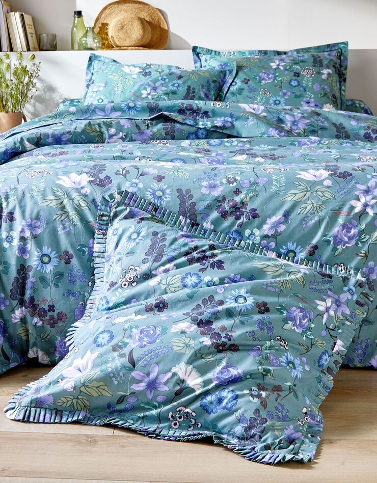 Bedlinnen Kelly in katoen met bloemenprint (groen)