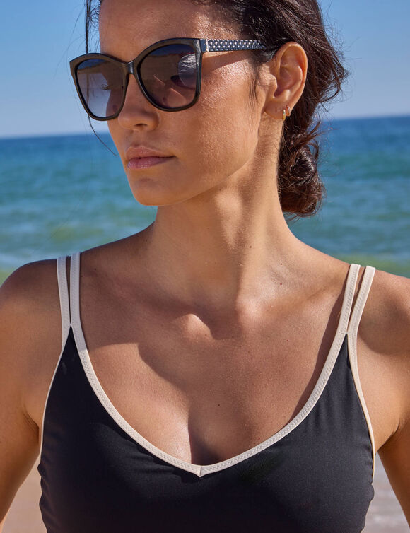 Haut de tankini uni gainant Ilaya (noir)