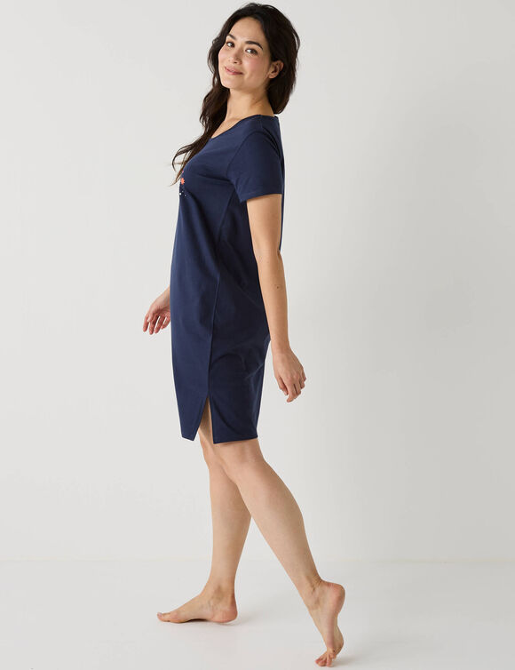 Chemise de nuit courte motif galaxie manches courtes (marine)