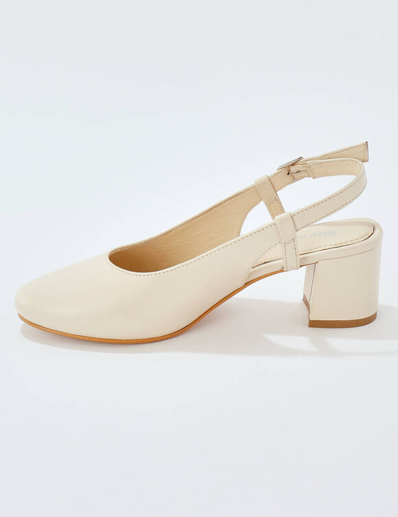 Escarpins slingback en cuir certifi&eacute; LWG (cr&egrave;me)