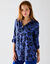 Likethemd met tweekleurige print, crêpe (blauw / zwart)
