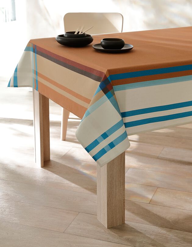 Nappe fabriquée en France, motif carreaux Havanne - coton biologique(1) (havane)