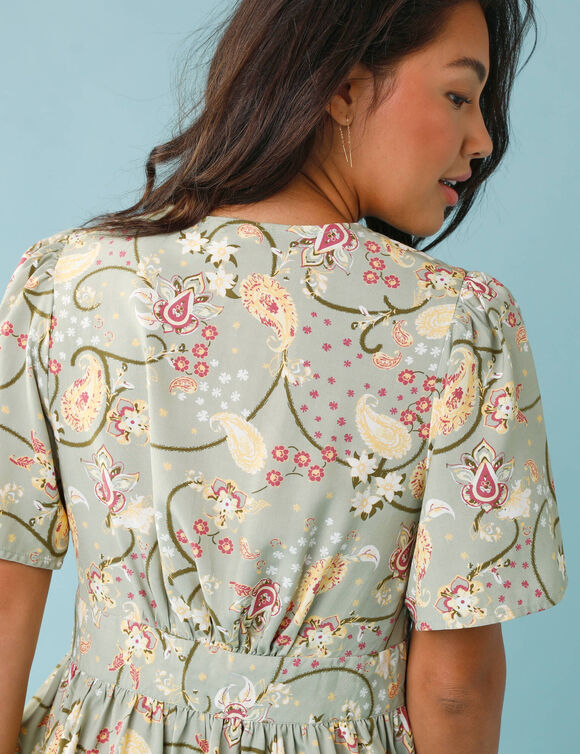 Robe courte boutonn&eacute;e imprim&eacute;e, Sp&eacute;cial Petites  (vert)