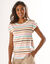 T-shirt rayé détail boutonné maille jersey (écru / multicolore)