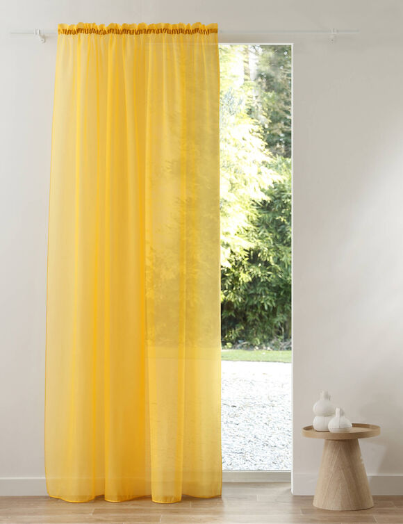 Panneau voile uni finition galon fronceur (jaune)