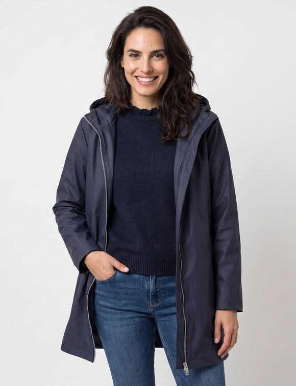 Parka imperm&eacute;able fourr&eacute;e, mi-longue (marine)