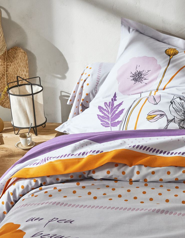 Linge de lit Coquely en polycoton à motifs coquelicot, gris Linge de lit Coquely en polycoton à motifs coquelicot, gris, hi-res image number 3