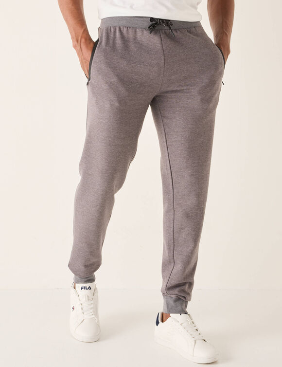 Pantalon de jogging bas resserrés détails contrastés (gris chiné)