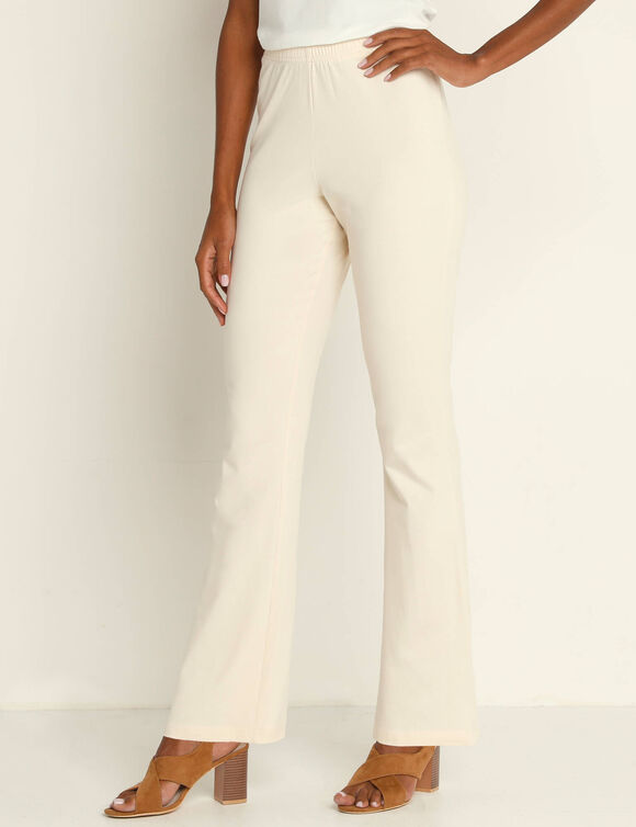 Legging bootcut uni, taille élastiquée (écru)