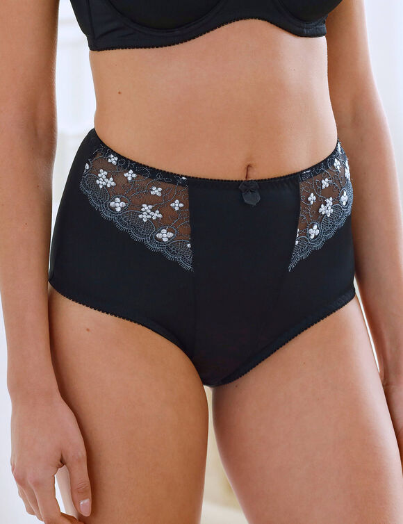 Gaineslip in microvezel en geborduurde tule Caminata (zwart)