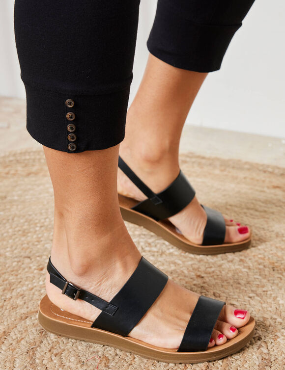 Legging 3/4, bas boutonn&eacute; (noir)