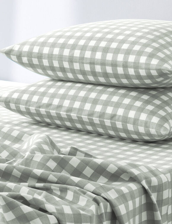 Linge de lit Lou en flanelle imprim&eacute;e (kaki clair)