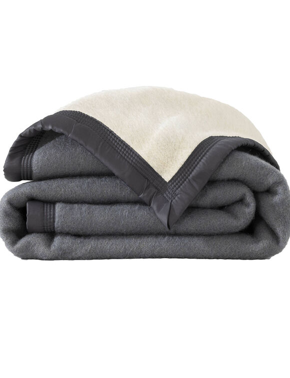 Couverture bicolore pure laine 800 g/m² (gris foncé)
