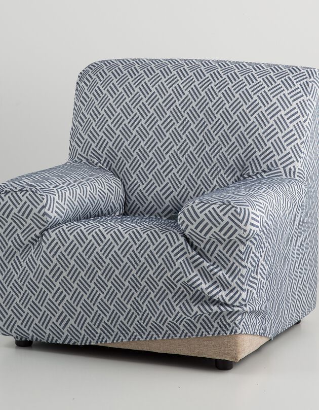 Housse fauteuil et canapé "Valeria", blanc / bleu Housse fauteuil et canapé "Valeria", blanc / bleu, hi-res