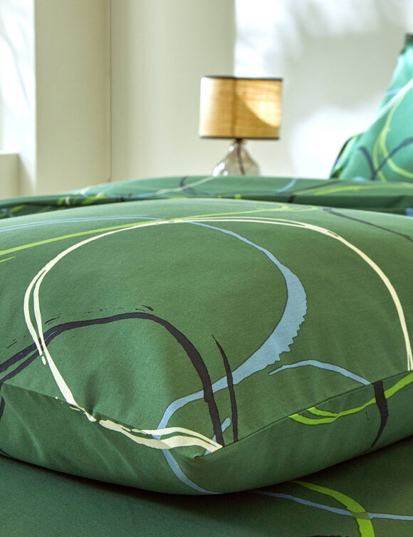 Linge de lit Noémie polycoton imprimé cercles (vert)