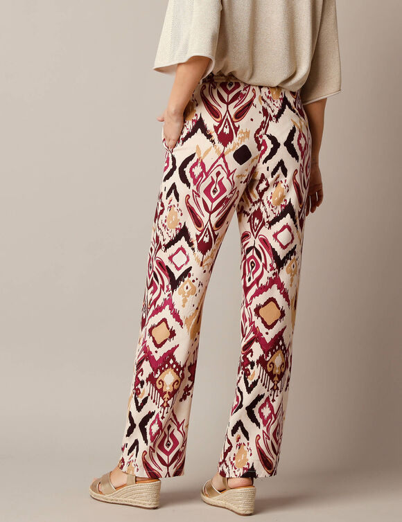 Pantalon fluide large, imprimé (beige)