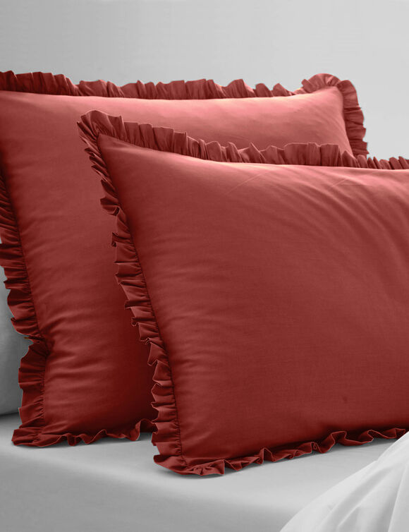 Linge de lit uni percale (bois de rose)