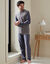 Gestreepte pyjama in velours met korte mouwen (antraciet)