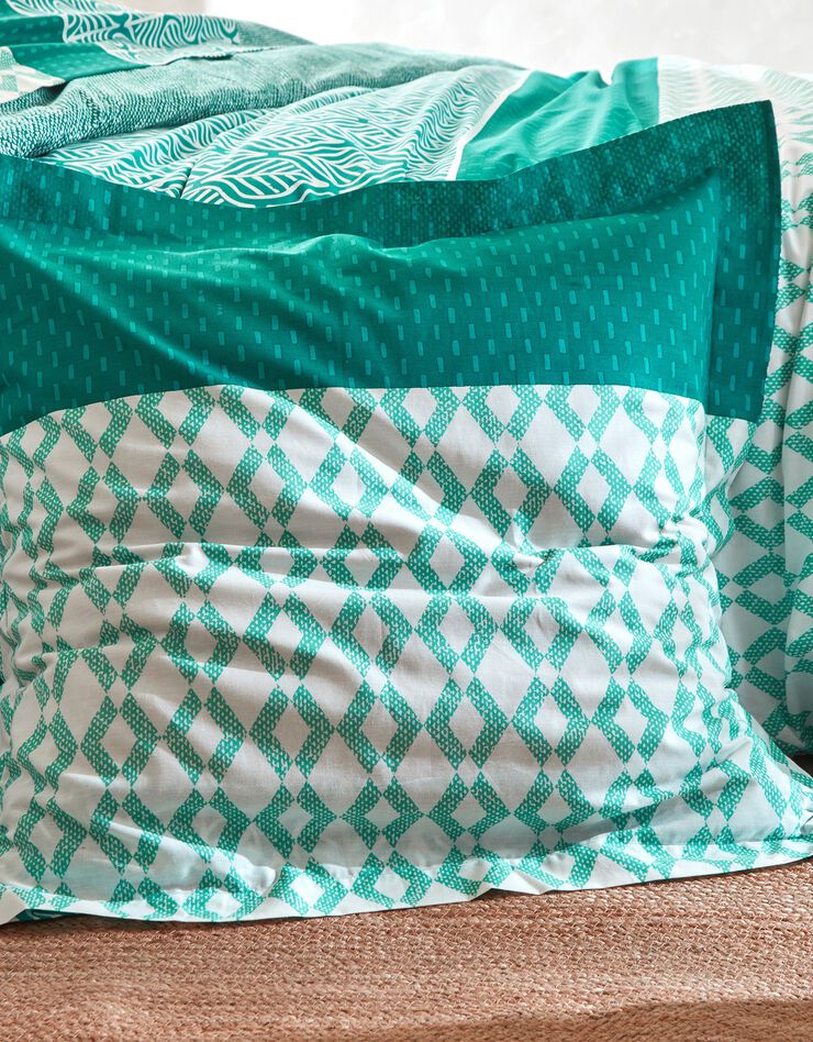 Linge de lit Tommy imprimé géométrique - coton (cèdre)