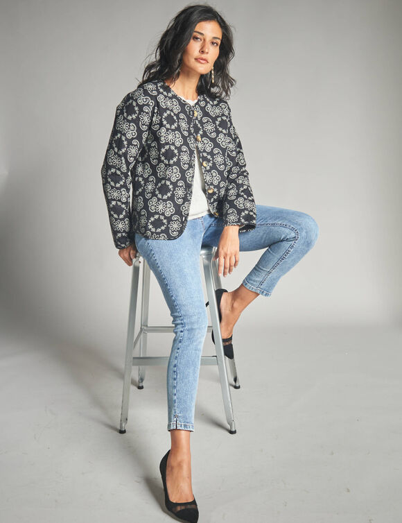 Veste matelassée imprimée (noir)