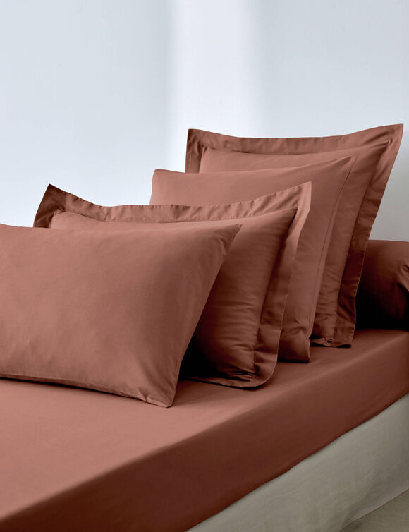 Linge de lit uni coton  (cannelle)