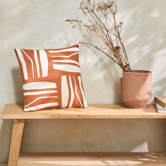Coussin imprimé géométrique (terracotta / naturel)