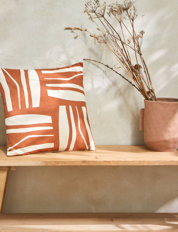 Coussin imprimé géométrique (terracotta / naturel)