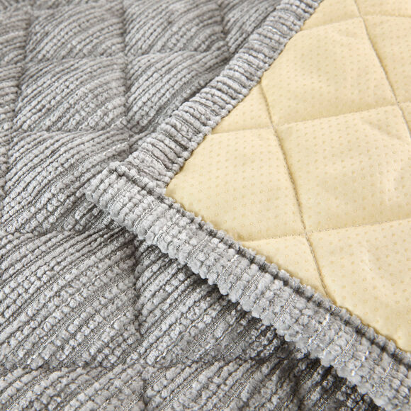Prot&egrave;ge-assise canap&eacute; chenille matelass&eacute;e antiglisse (gris)