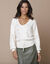 Trui in fantasietricot met V-hals (ecru)