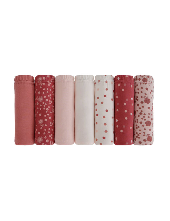 Culotte coton forme maxi unie et imprimée floral - lot de 7 (rose / terracotta)
