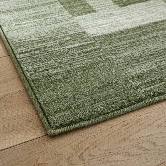 Tapis d&eacute;coratif motif patchwork (vert)