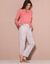Pantalon pyjama imprimé floral (écru / gris)