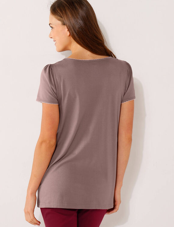 T-shirt imprimé fleurs - manches courtes (taupe)