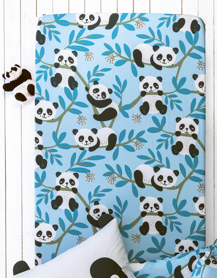 Bedlinnen voor kinderen Tao, met Panda motieven, in biologisch katoen, lichtblauw, hi-res image number 2