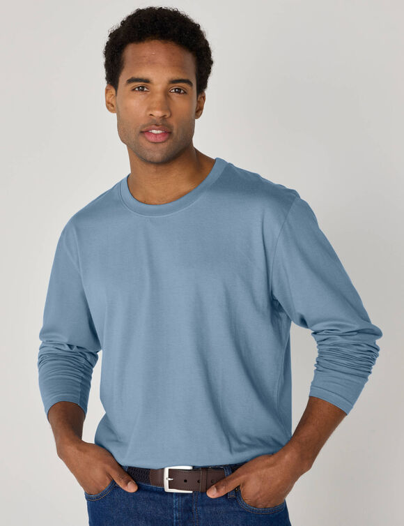 T-shirt met ronde hals en lange mouwen - set van 3 (taupe + CHOCOT + grijsblauw)