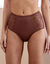 Culotte forme maxi taille haute microfibre et dentelle stretch Guspini - lot de 2 (caramel)