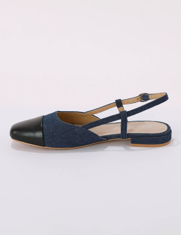 Ballerines slingback bicolore (denim blauw)