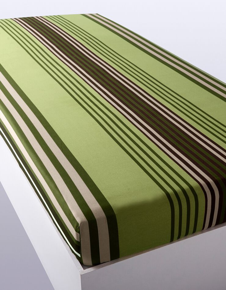 Linge de lit Détroit en coton imprimé rayures (vert)