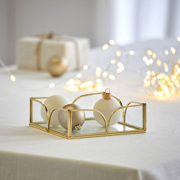 Plateau en verre et métal coloris doré (doré)