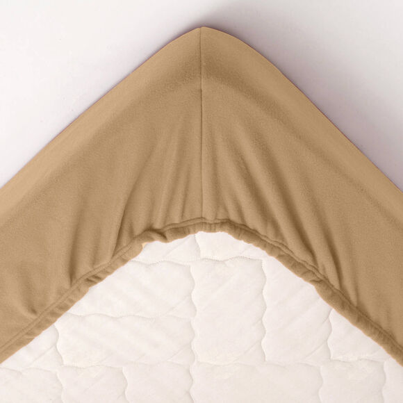 Deken in fleece in halfhoesmodel (zandkleur)
