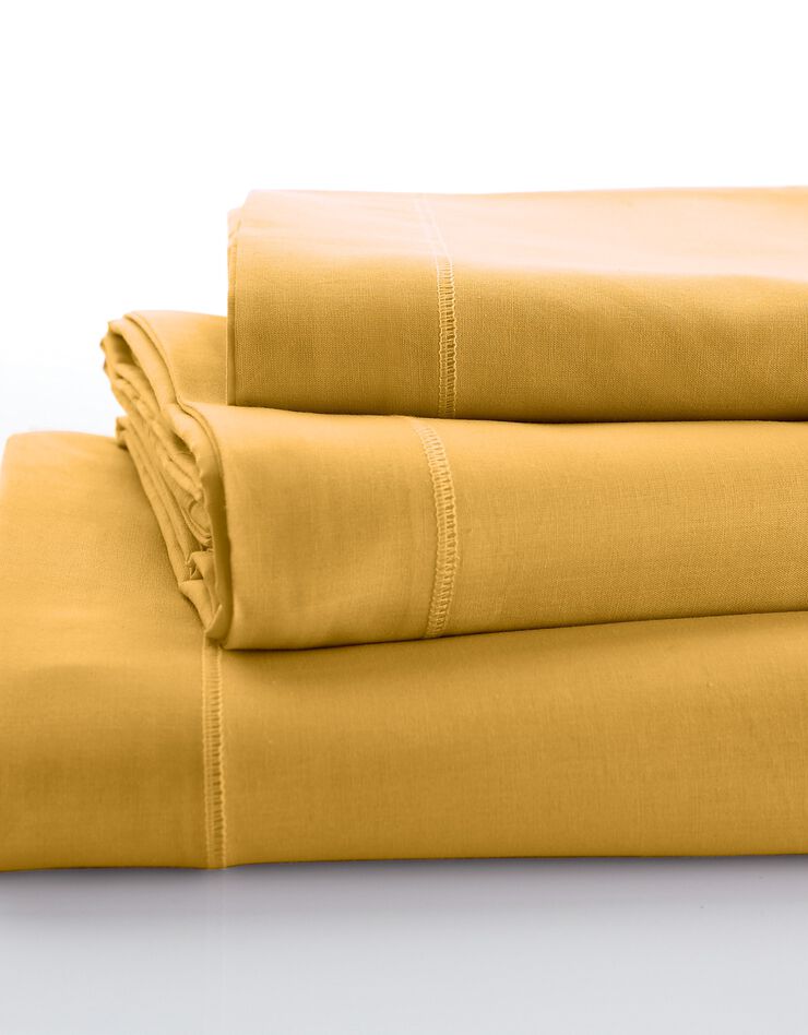 Linge de lit uni polyester-coton Colombine (curry)