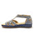 Bedrukte sandalen in leer, grote breedte (marine)