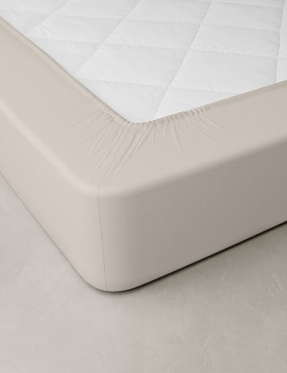 Effen hoeslaken in katoenbatist, hoeken van 40 cm (zandkleur)