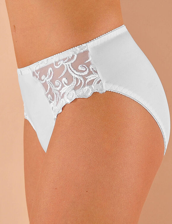 Culotte microfibre et tulle brod&eacute; Sienne - lot de 2 (taupe + blanc)